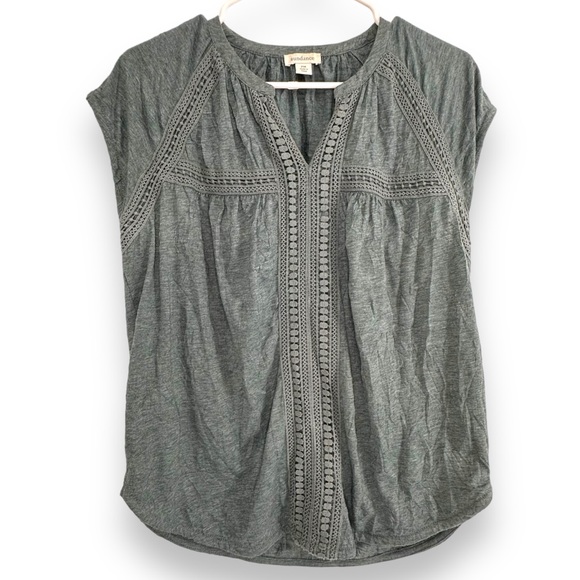 Sundance Tops - Sundance Lace Cap Sleeve Crinkle V Neck Lightweight Top Green Women's Size PM